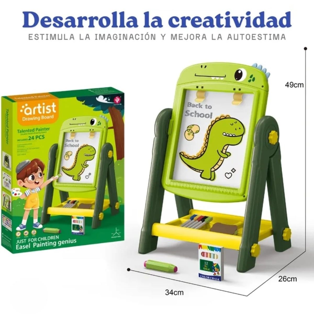 GENERICO - Pizarra Artist Infantil Magnética Doble Cara Juguete 24 Pzs