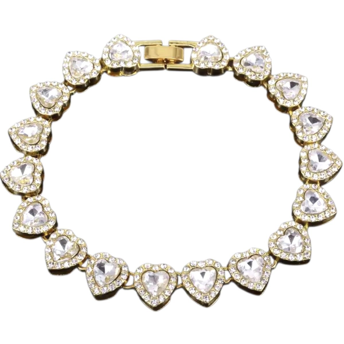 GENERICO - Pulsera Corazones con cristales  Estilo Elegante