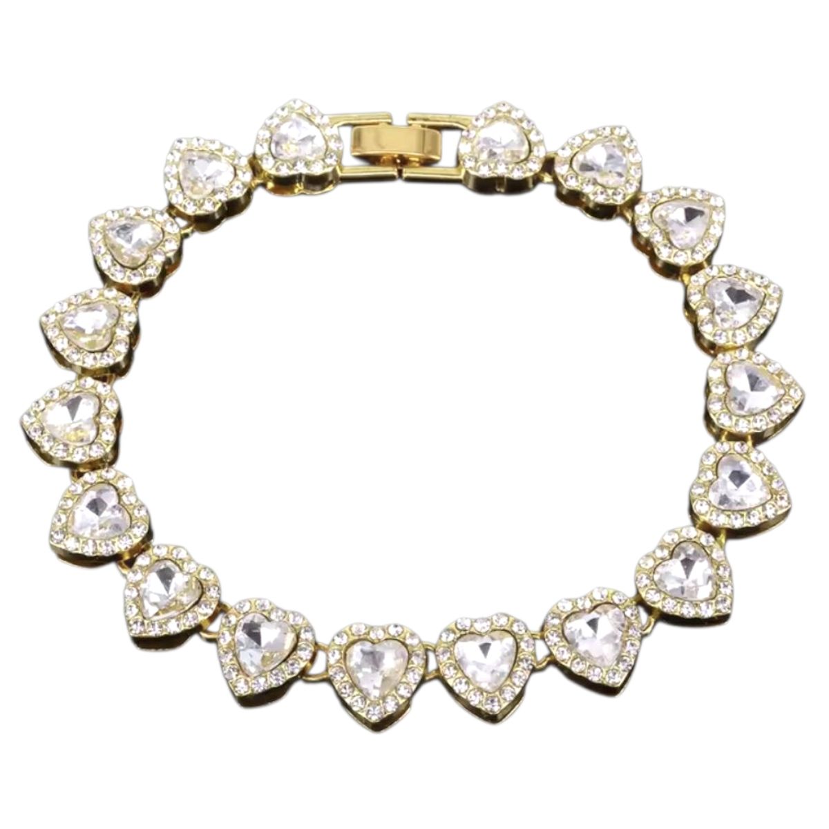 GENERICO - Pulsera Corazones con cristales  Estilo Elegante