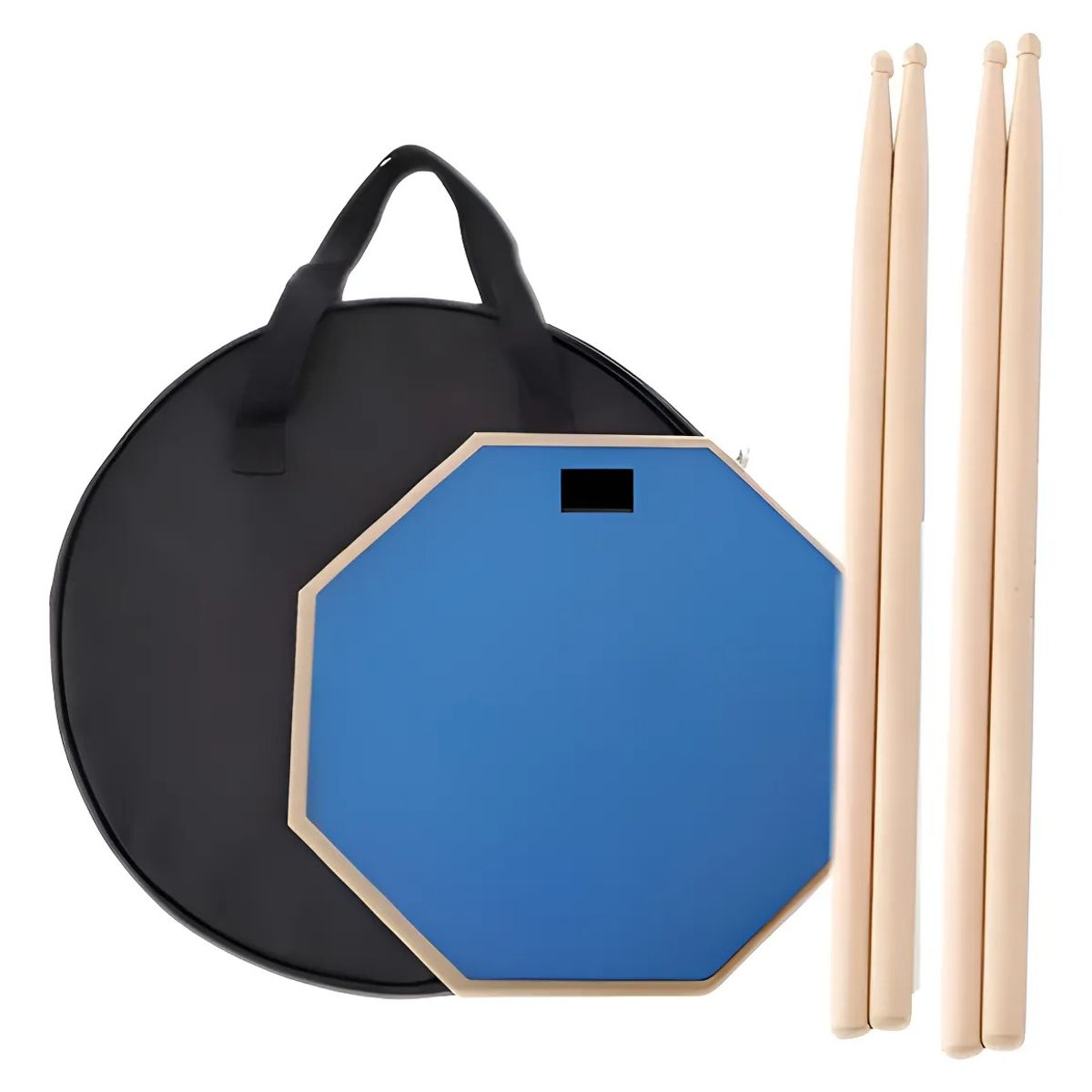 GENERICO - Pad De Práctica Con 2 Baquetas De Madera Azul Azul