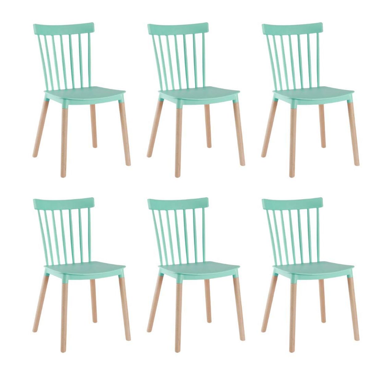 GENERICO - Pack 6 Sillas Windsor Turquesa