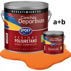 EPOXY - PINTURA ALTO TRÁFICO PU 2K - CANCHAS ANTIDESLIZANTE - GALON NARANJA SEÑALIZACIÓN