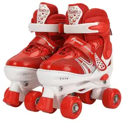 GENERICO - Patines Artísticos Infantiles Ajustables 4 Ruedas - Rojo - S
