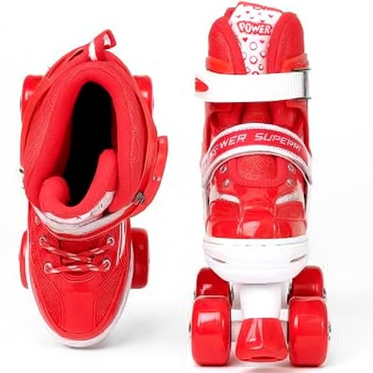 GENERICO - Patines Artísticos Infantiles Ajustables 4 Ruedas - Rojo - S