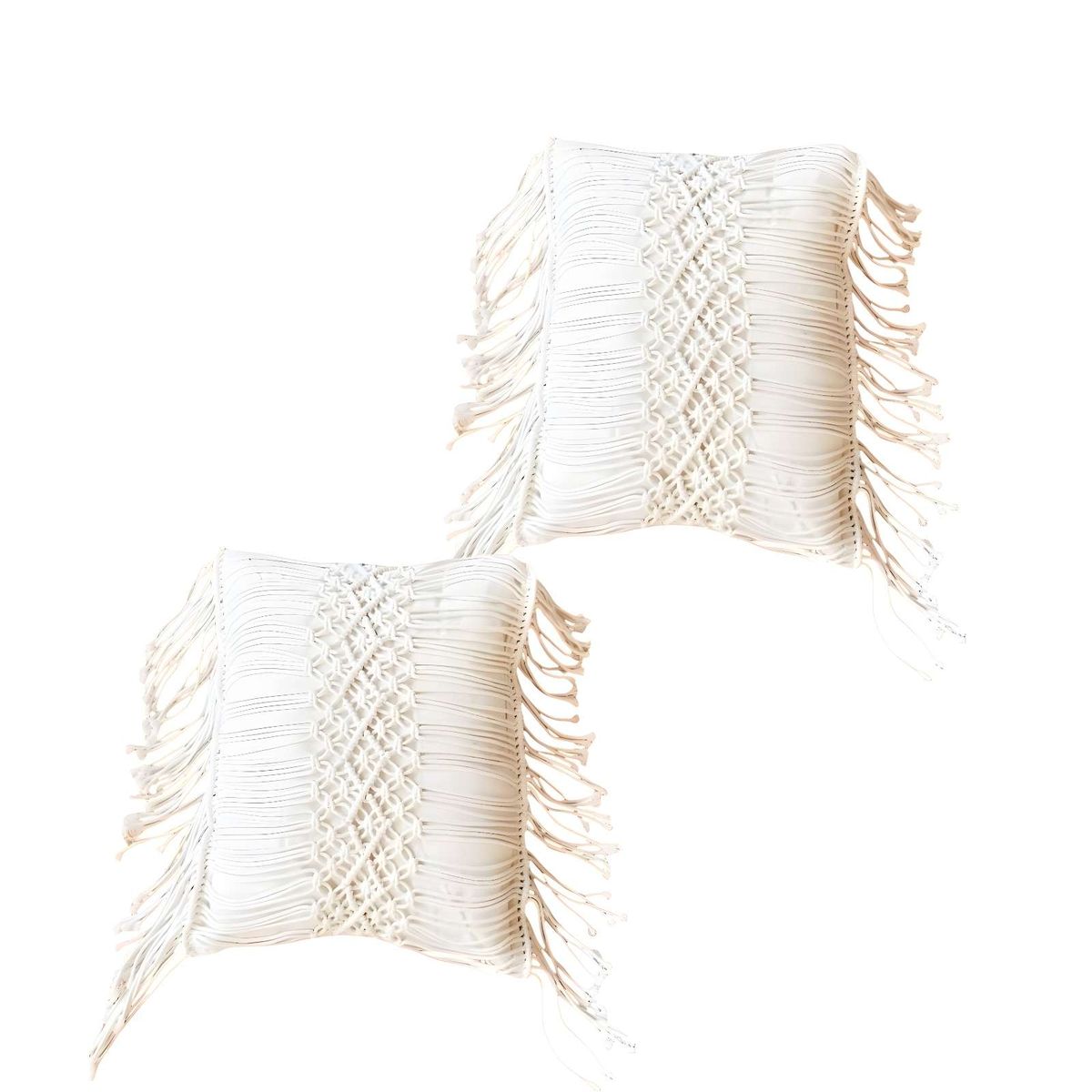 GENERICO - SET DE 2 FUNDAS DE COJIN ESTILO BOHEMIO 45X45 CM BLANCO 02