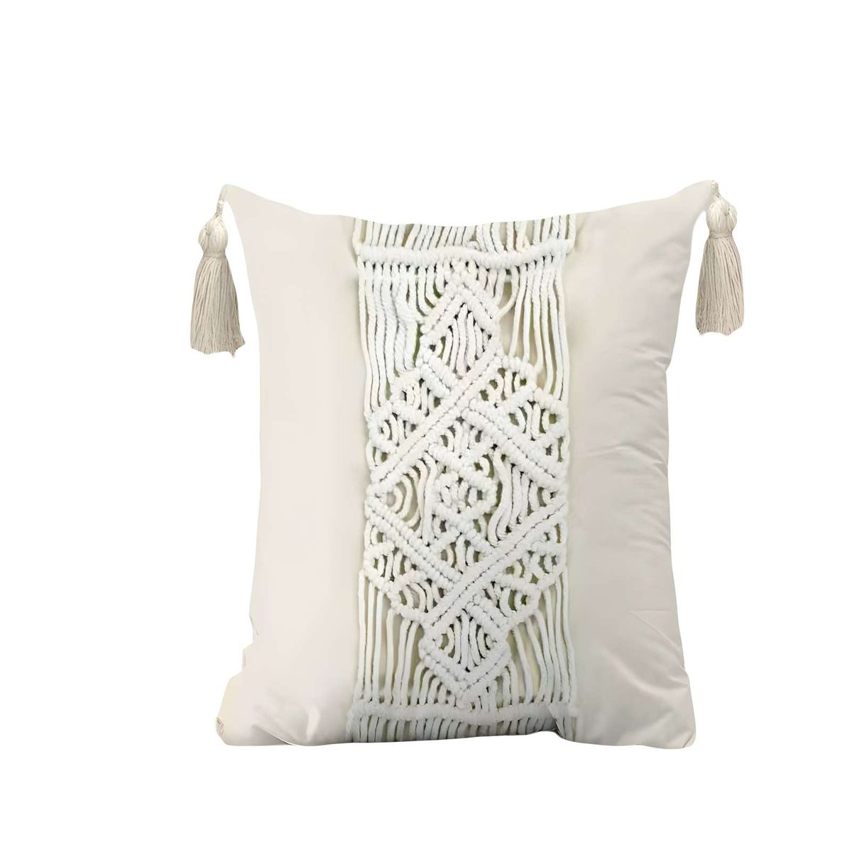 GENERICO - SET DE 2 FUNDAS DE COJIN ESTILO BOHEMIO 45X45 CM BLANCO 03