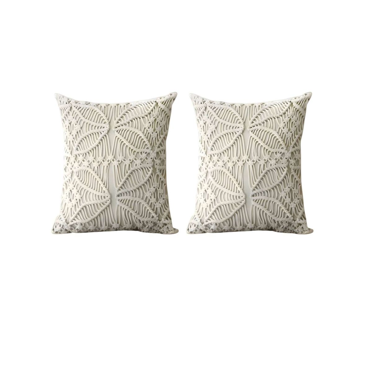 GENERICO - SET DE 2 FUNDAS DE COJIN ESTILO BOHEMIO 45X45 CM BLANCO 05