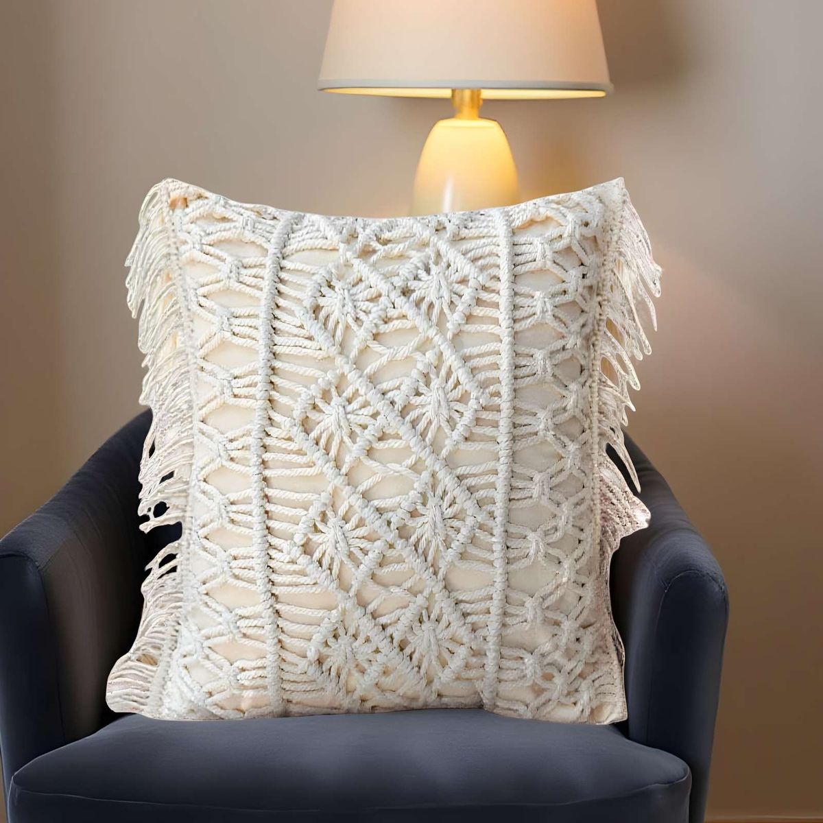 GENERICO - FUNDAS DE COJIN SET DE 2 ESTILO BOHEMIO 45X45 CM BLANCO 01