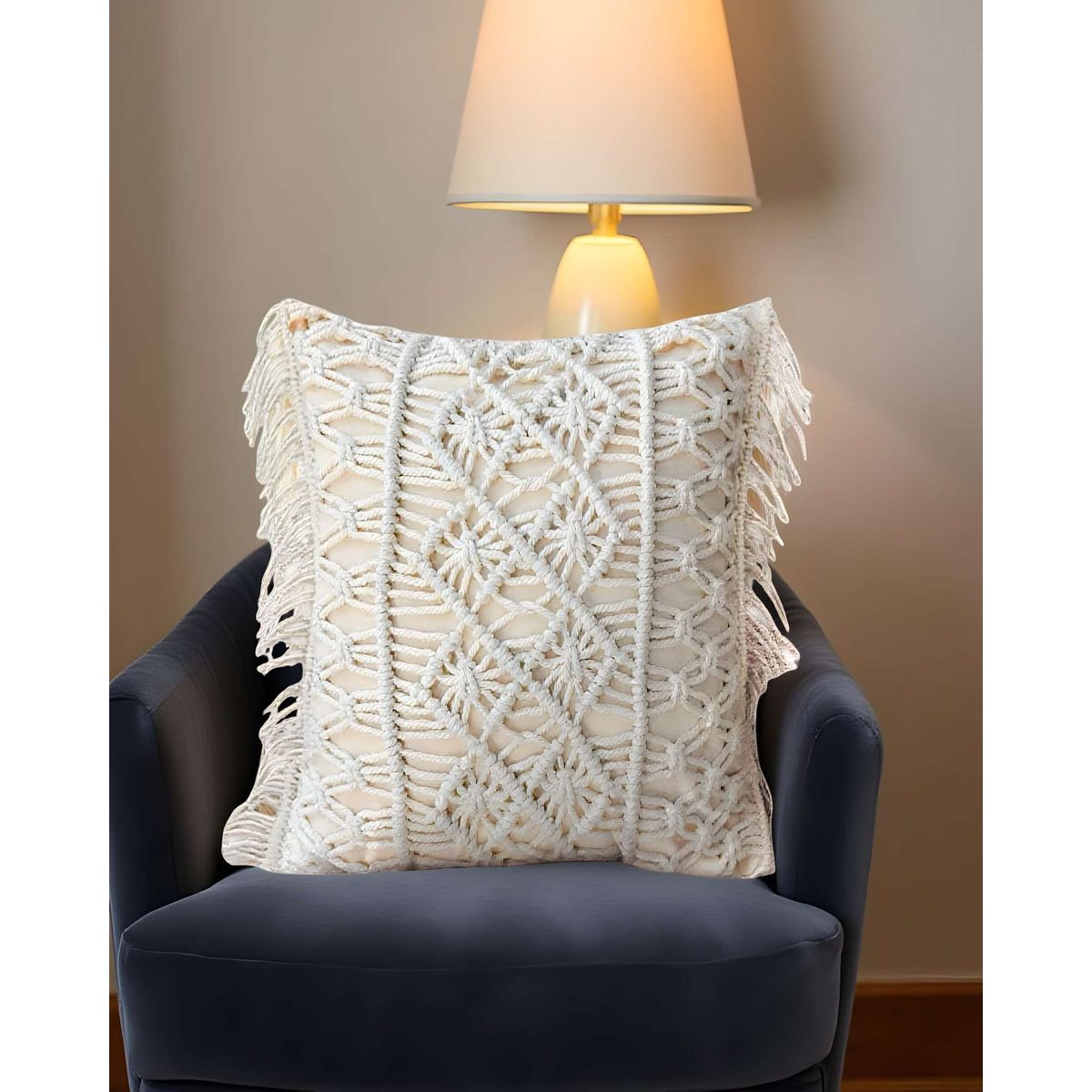 GENERICO - FUNDAS DE COJIN SET DE 2 ESTILO BOHEMIO 45X45 CM BLANCO 01