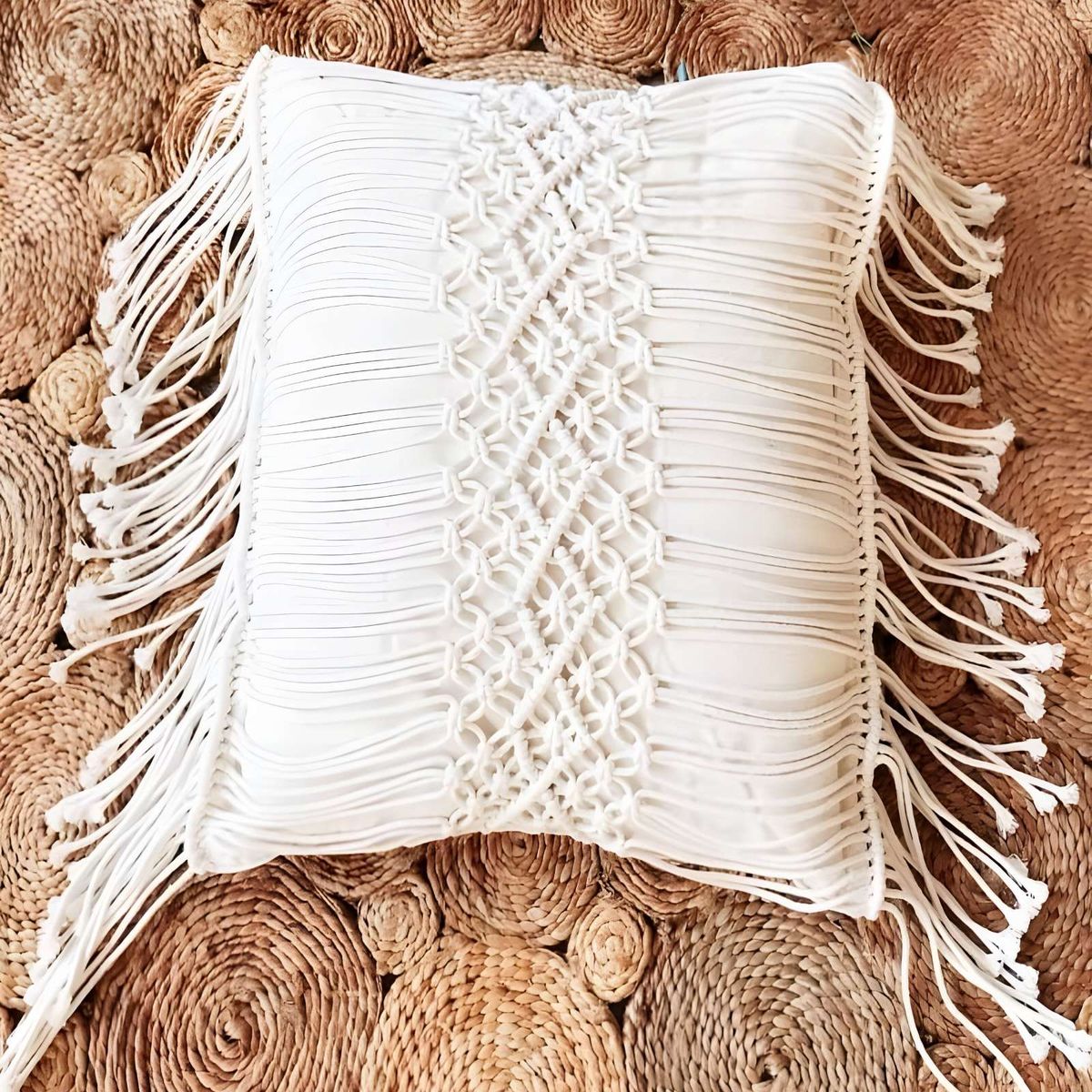 GENERICO - FUNDAS DE COJIN SET DE 2 ESTILO BOHEMIO 45X45 CM BLANCO 02