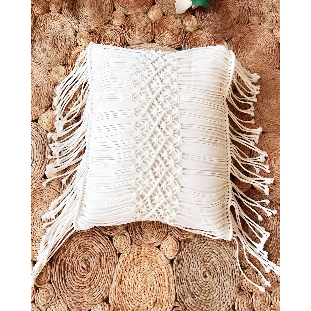 GENERICO - FUNDAS DE COJIN SET DE 2 ESTILO BOHEMIO 45X45 CM BLANCO 02