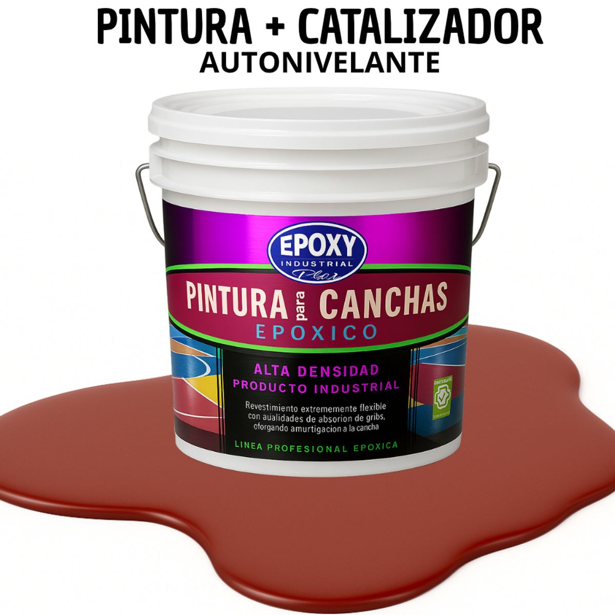 EPOXY - PINTURA  ALTO TRÁFICO EPOXICA 2K - CANCHAS  - TINETA 10L ROJO ÓXIDO
