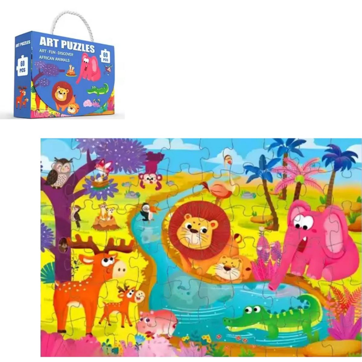 GENERICO - Rompecabezas Puzzle Para Niños 60 Piezas Animales Selva