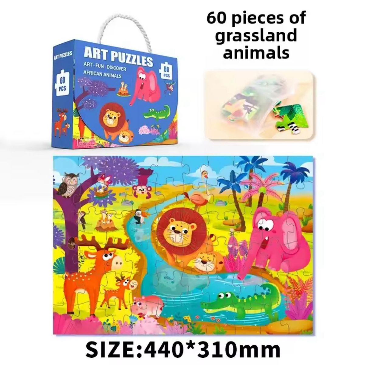 GENERICO - Rompecabezas Puzzle Para Niños 60 Piezas Animales Selva