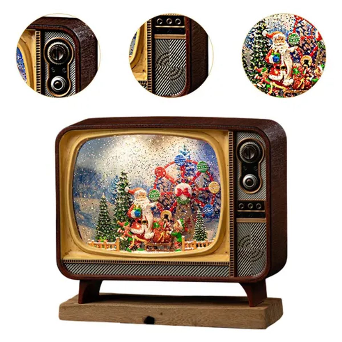 MOVI - CAJA MUSICAL NAVIDEÑA CON LUZ EN FORMA DE TV RETRO