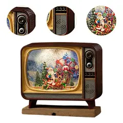 MOVI - CAJA MUSICAL NAVIDEÑA CON LUZ EN FORMA DE TV RETRO