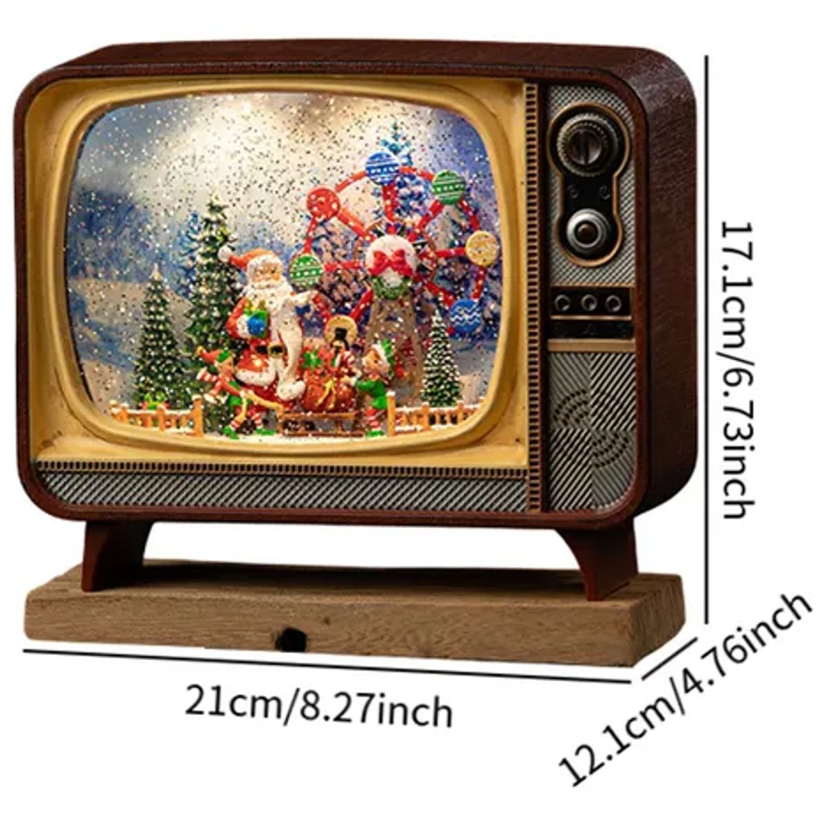 MOVI - CAJA MUSICAL NAVIDEÑA CON LUZ EN FORMA DE TV RETRO