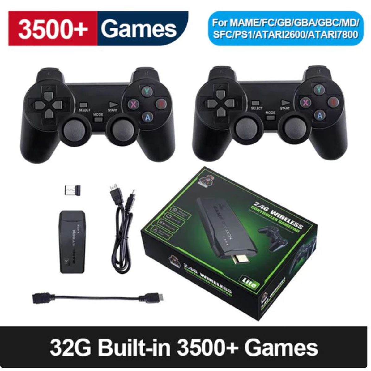 GENERICO - Consola de Video Juegos Stick 4K con 2 controles inalámbricos Top Ventas 2025