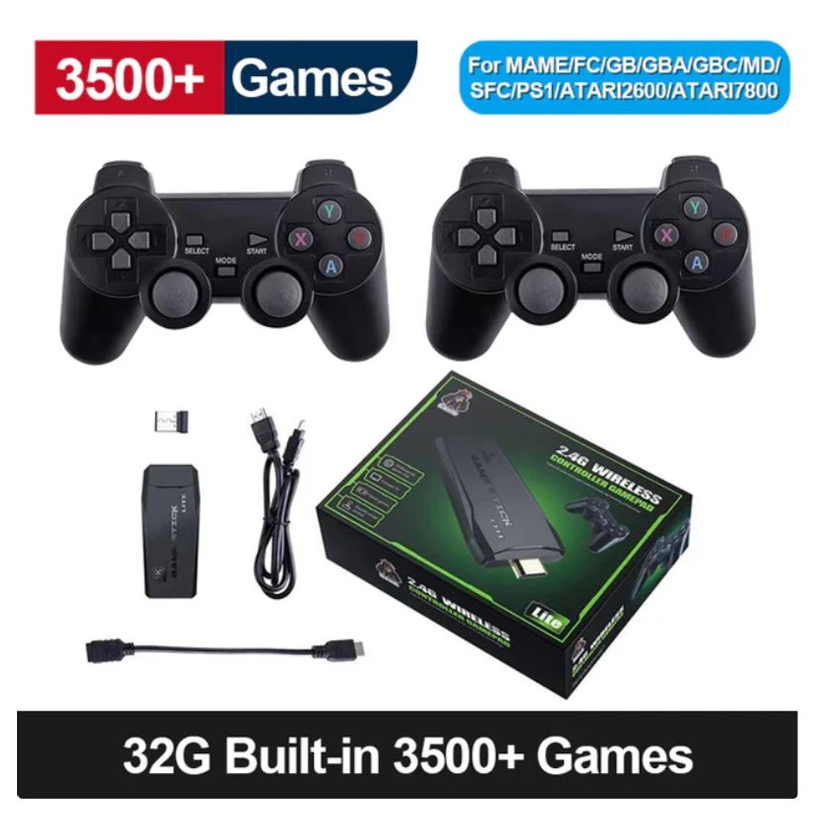 GENERICO - Consola de Video Juegos Stick 4K con 2 controles inalámbricos Top Ventas 2025