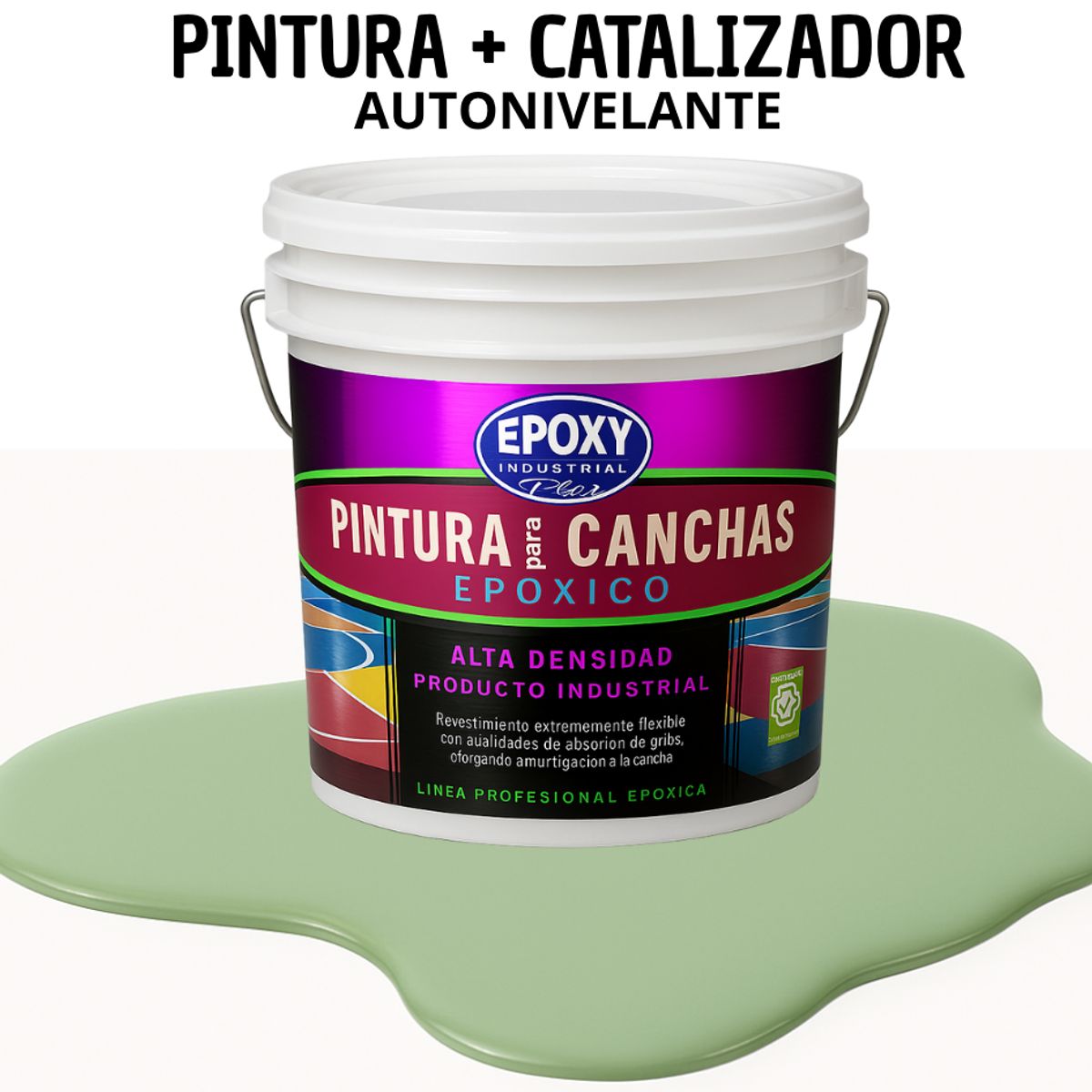 EPOXY - PINTURA  ALTO TRÁFICO EPOXICA 2K - CANCHAS  - TINETA 10L VERDE SALVIA