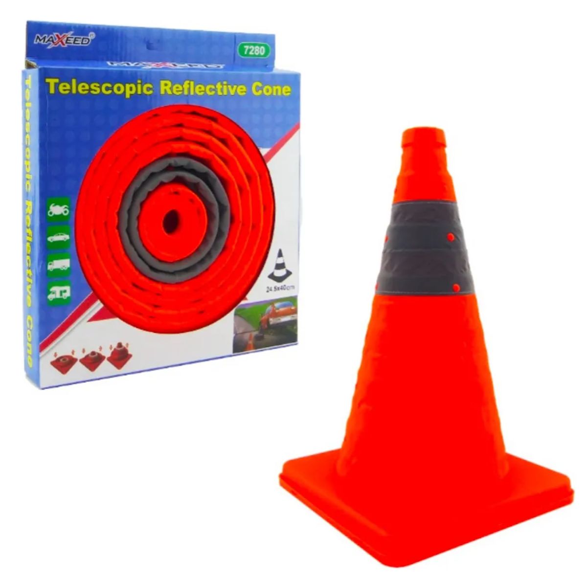 GENERICO - Cono De Emergencia Naranja Retractil De 40 Cm