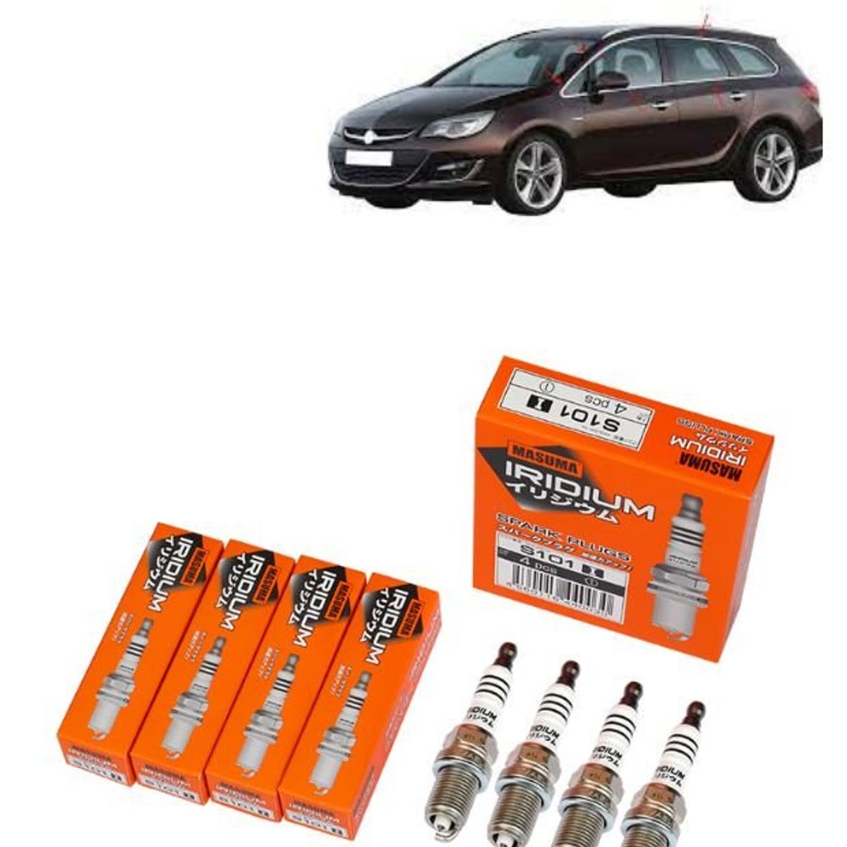 GENERICO - Bujías Iridio Masuma Pack 4 Para  Opel Astra-J 14L S101I