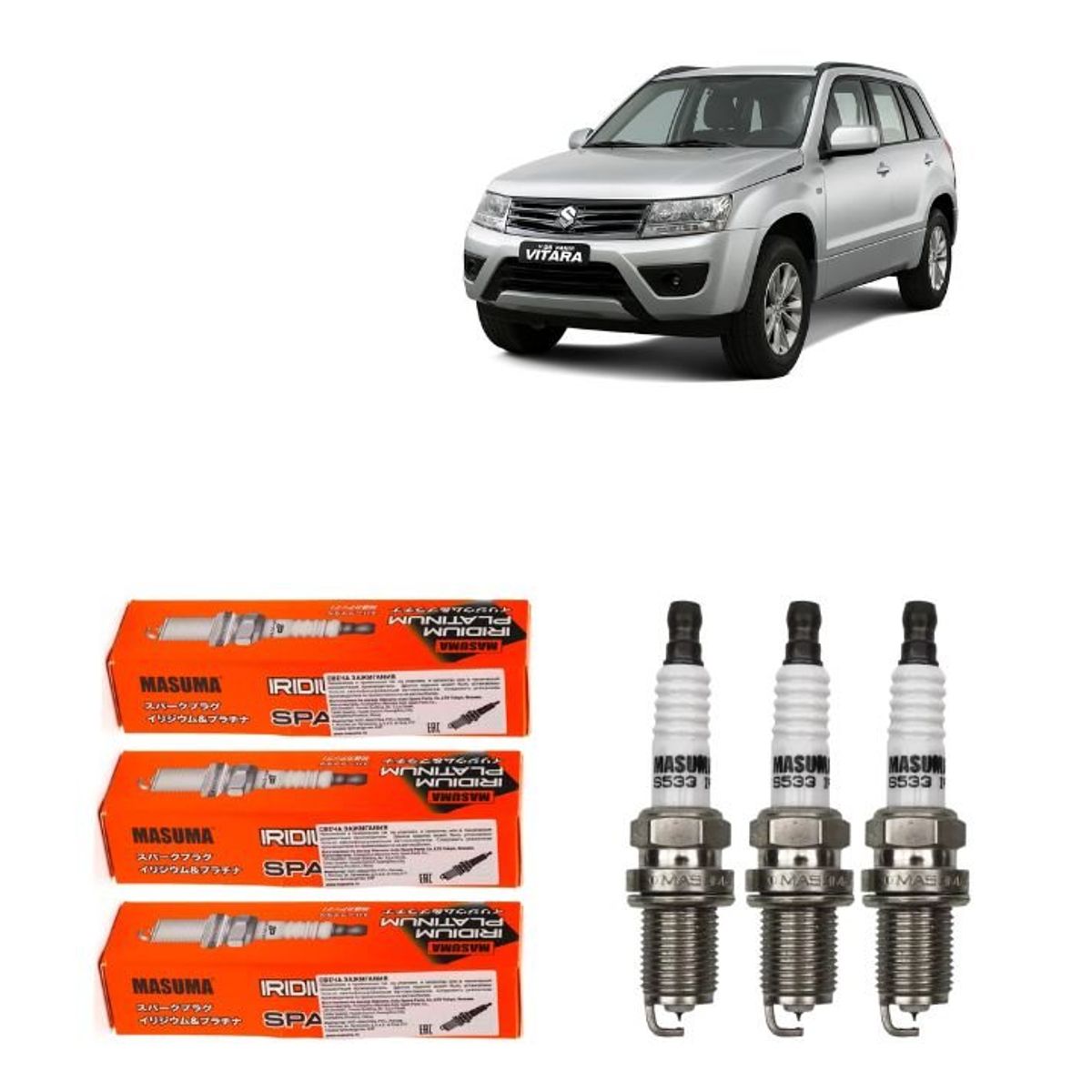 GENERICO - Bujías Iridio Masuma Pack 4 Para Suzuki Grand Vitara S533IP