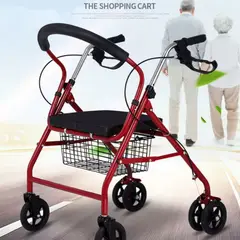 GENERICO - Andador Ortopédico Plegable con Asiento Frenos y Canasto