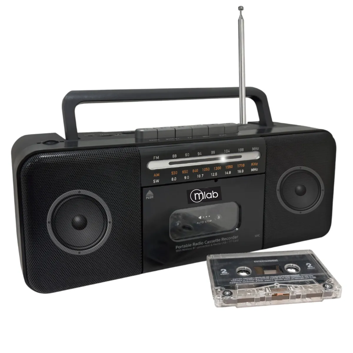 MLAB - Radio AM FM BT Mp3 Bluetooth  Con Cassette CF-28  Old Time 1980S
