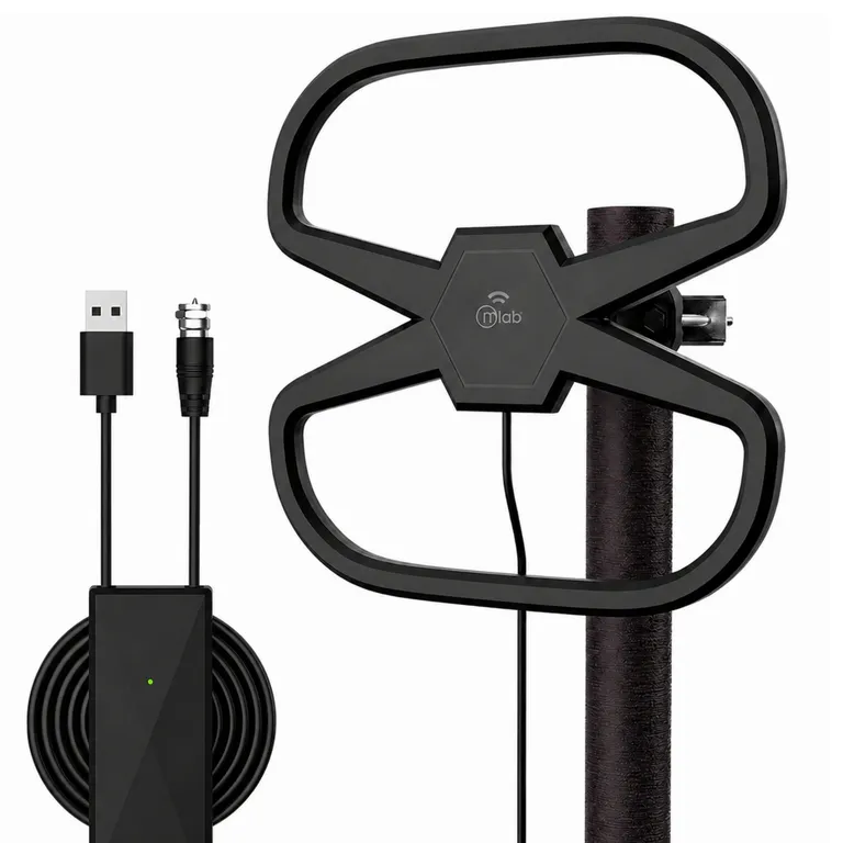 MLAB Antena de TV Digital HDTV Amplificada 32DBI / 10MT / Ext-Int de Alta Ganancia