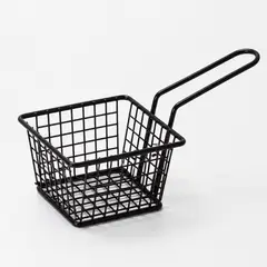 HOMESTAR - Mini cesta cuadrada de alambre negro con mango, 10 cm black