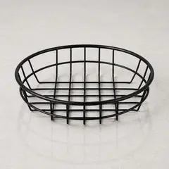 HOMESTAR - Cesta Redonda Alambre Negro Mate 20 cm - Ideal para Papas Fritas Crujientes