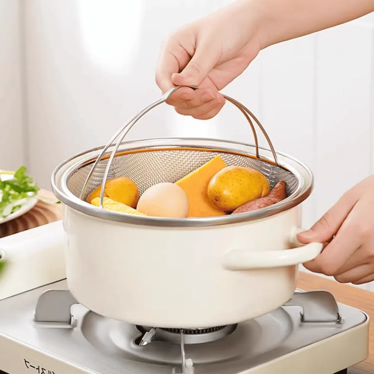 HOMESTAR - Cesta Vaporera Acero Inoxidable 21 cm - Cocina al Vapor