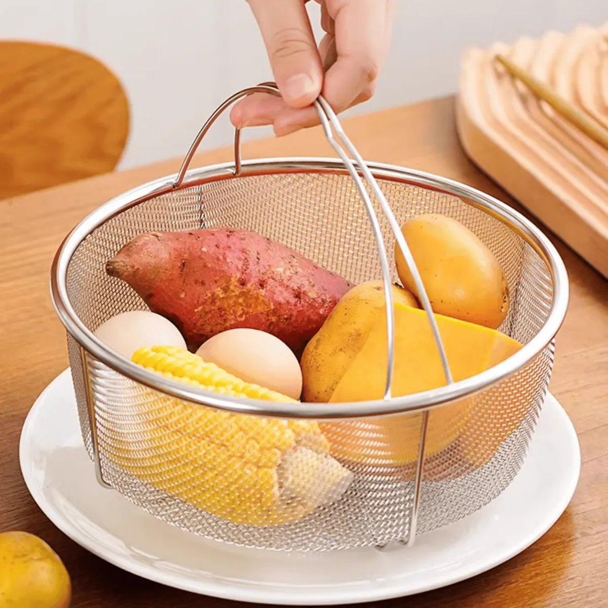 HOMESTAR - Cesta Vaporera Acero Inoxidable 21 cm - Cocina al Vapor