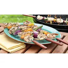 OUTSET - SET DE 4 PINCHOS PARA PARRILLA OUTSET. ACERO INOXIDABLE Y MANGO DE HAYA