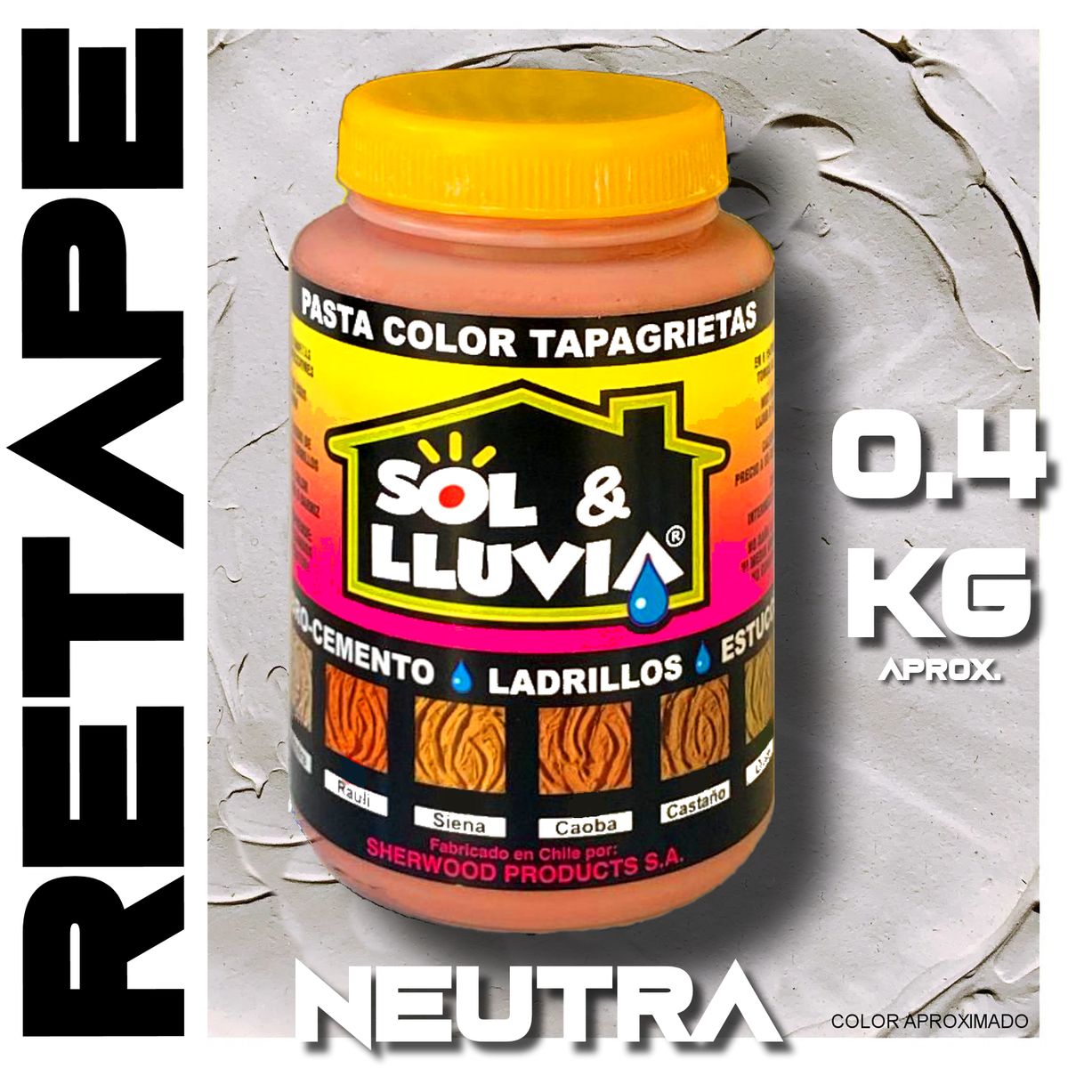 SOL Y LLUVIA - RETAPE PARA MADERA Y MUEBLES INTERIOR  EXTERIOR SOL Y LLUVIA® NEUTRA 1-2 KG