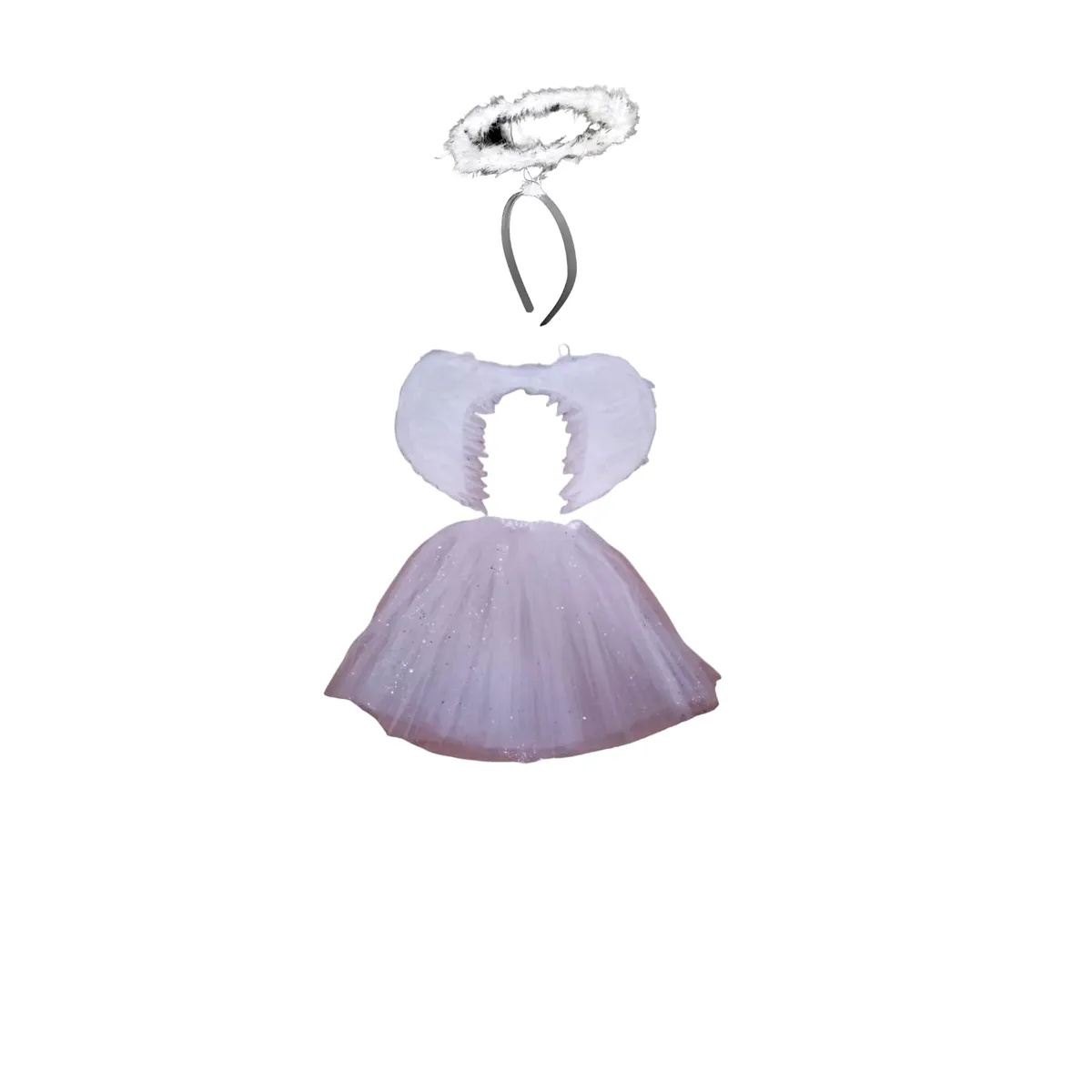 GENERICO - DISFRAZ DE ANGEL CON TUTU NIÑA 30CM LARGO