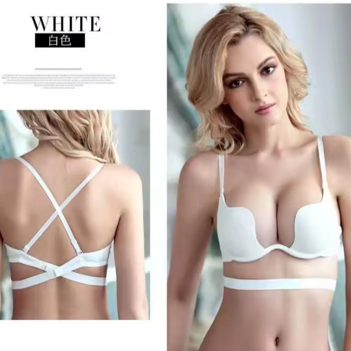 QIKUN - Sosten Sujetador Levanta Busto Push Up Escote Profundo