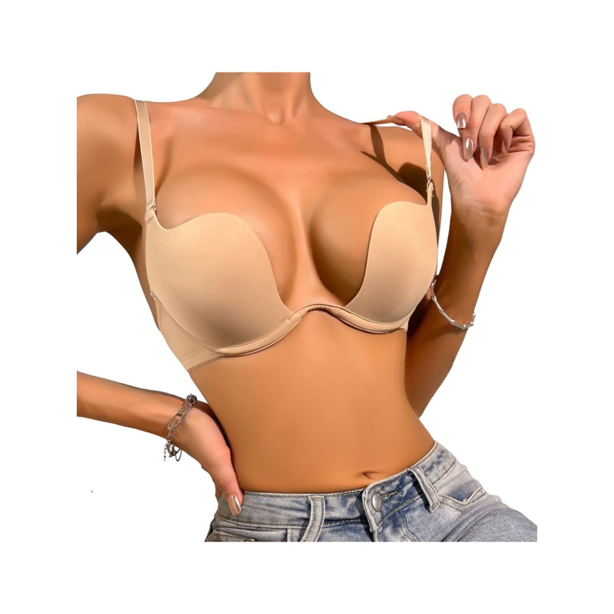 QIKUN - Sosten Sujetador Levanta Busto Push Up Escote Profundo