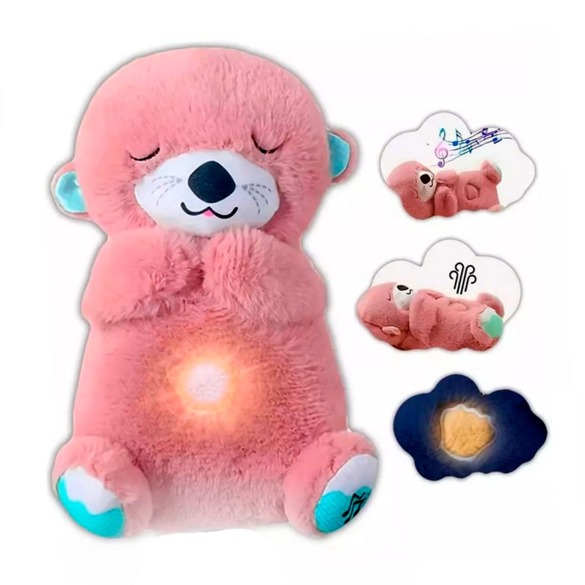 GENERICO - Peluche De Apego Respira Musical Luz Tuto rosado