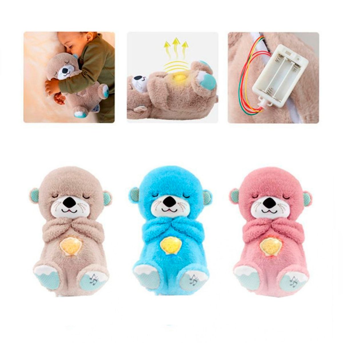 GENERICO - Peluche De Apego Respira Musical Luz Tuto rosado