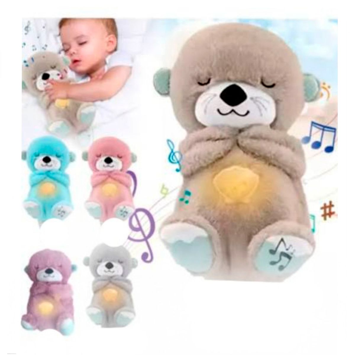 GENERICO - Peluche De Apego Respira Musical Luz Tuto café