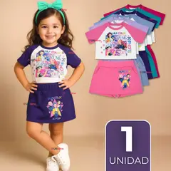 UTILISIMO - Conjunto Huntrix 100% Algodón Crop Top Falda Short Niña HUNTRX Demon Hunters Rumi Mira Zoey