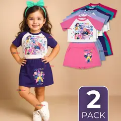 UTILISIMO - Pack 2 Conjuntos Huntrix Algodón Crop Top Falda Short Niña HUNTR/X Demon Hunters Rumi Mira Zoey