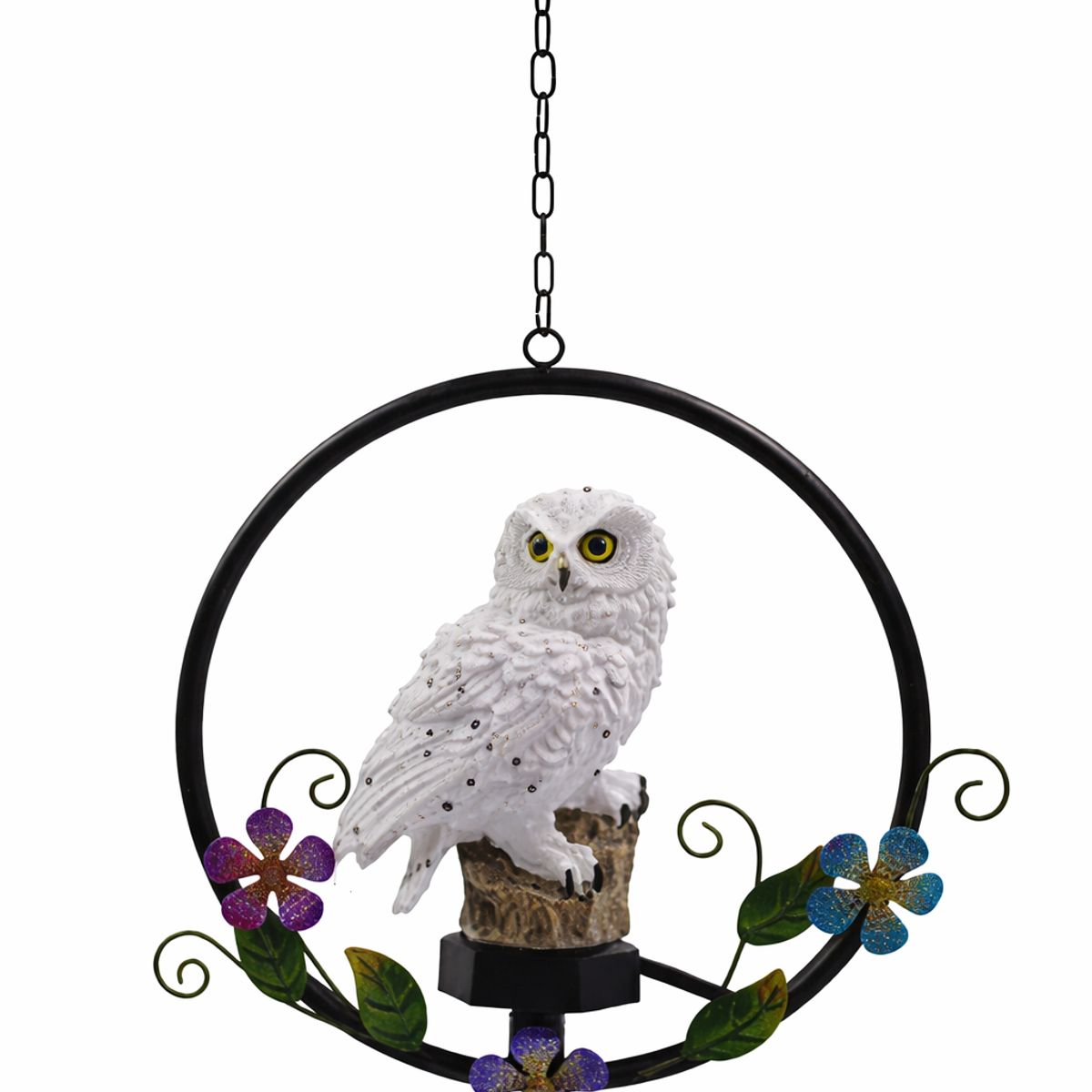 GENERICO - Lechuza Blanca en Aro Floreado Solar