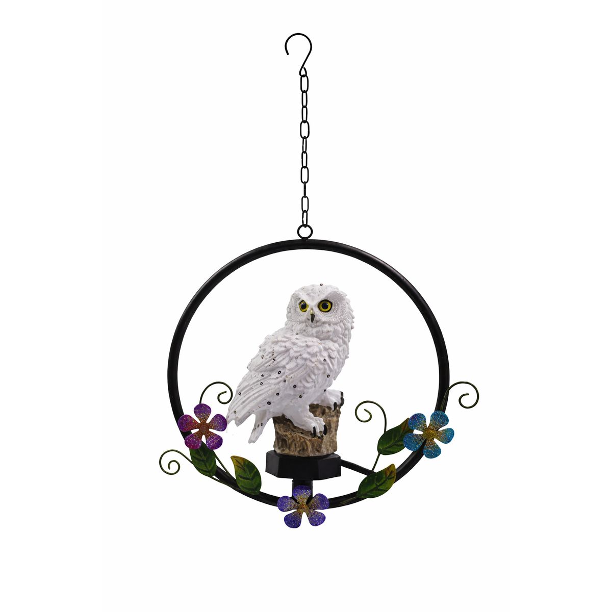 GENERICO - Lechuza Blanca en Aro Floreado Solar