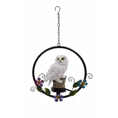 GENERICO - Lechuza Blanca en Aro Floreado Solar