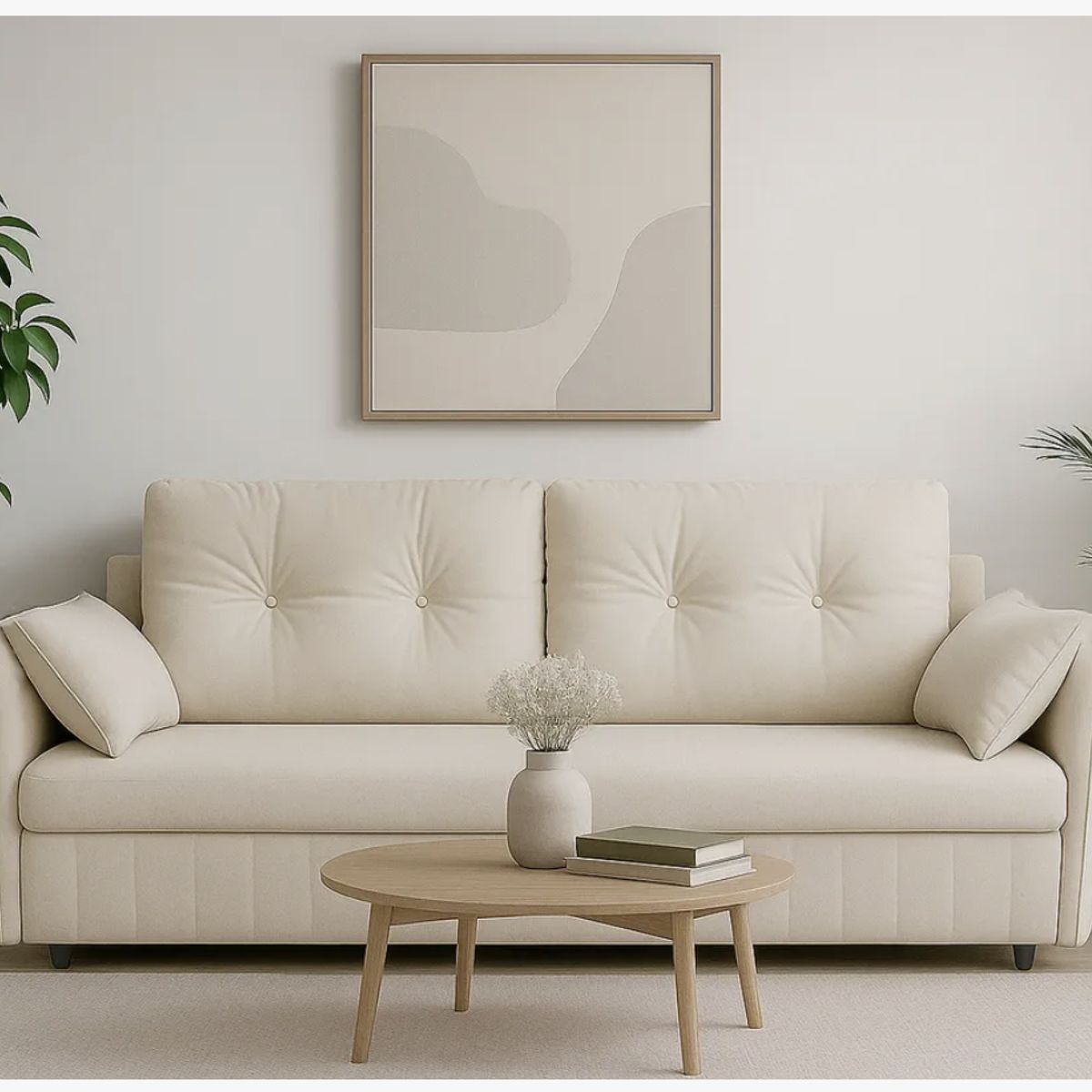 HOMER DESIGN - Sofa Cama 140cm tela tecnica Base De Fierro con Almacenamiento blanco