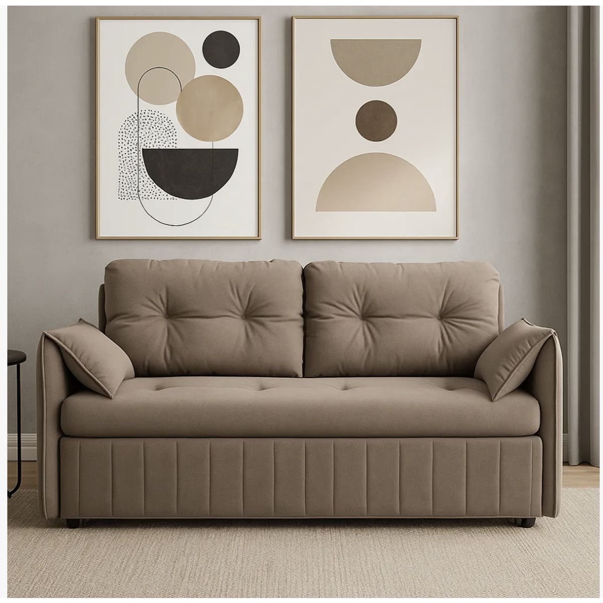 HOMER DESIGN - Sofa Cama 140cm tela tecnica Base De Fierro con Almacenamiento cafe