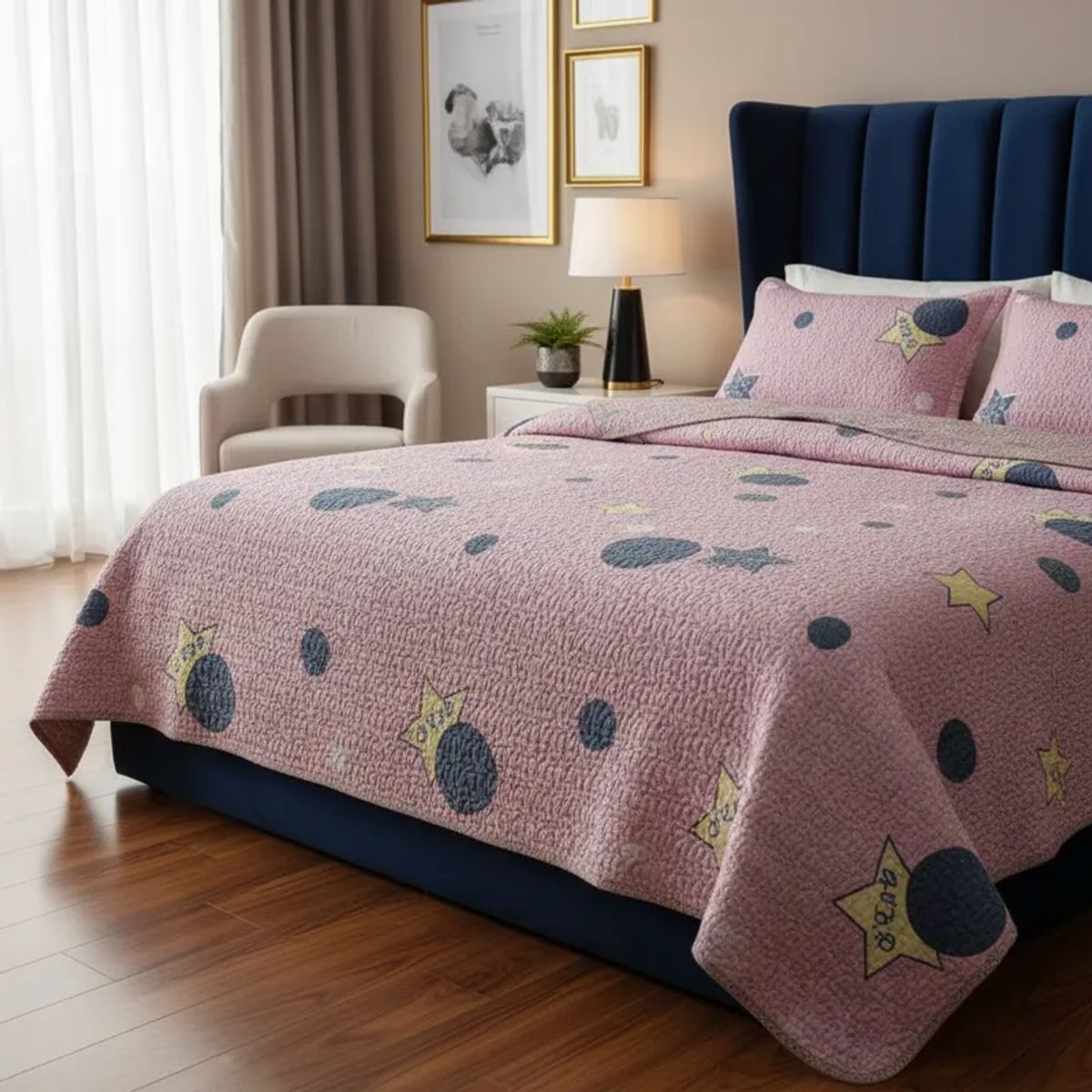 GENERICO - CUBRECAMA DE  ALGODON QUILT VERANO 1.5 PLAZA DISEÑO BOOM DIANA